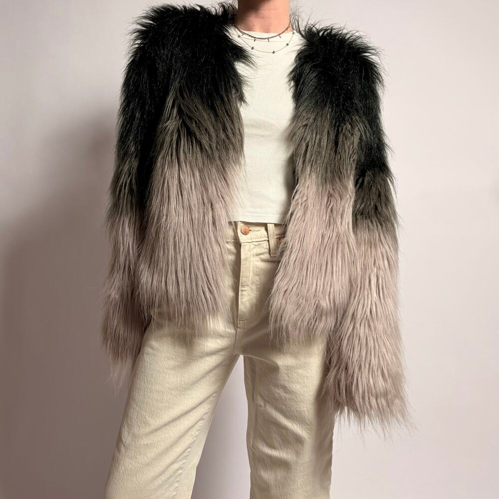 Celsius Premium Y2K Faux Fur Gradient Coat - Size M